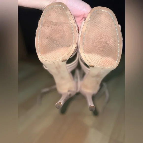 Vince Camuto Nude Leather Heels - Picture 7 of 7